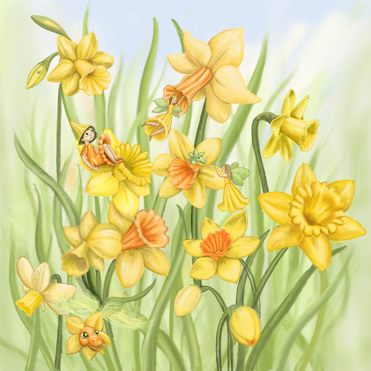 Dancing Daffodils -Giclee Print