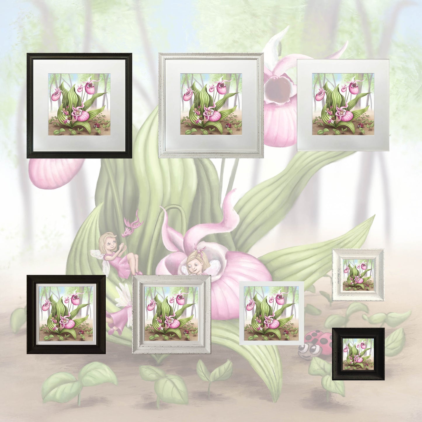 Slipper Orchid Fairies -Small Giclee