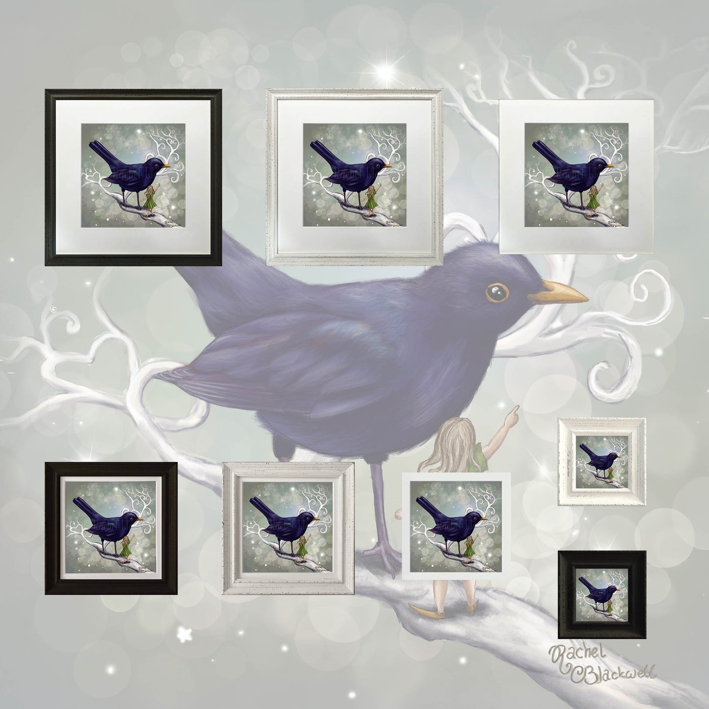 The Fairy and the Blackbird -Small Giclee