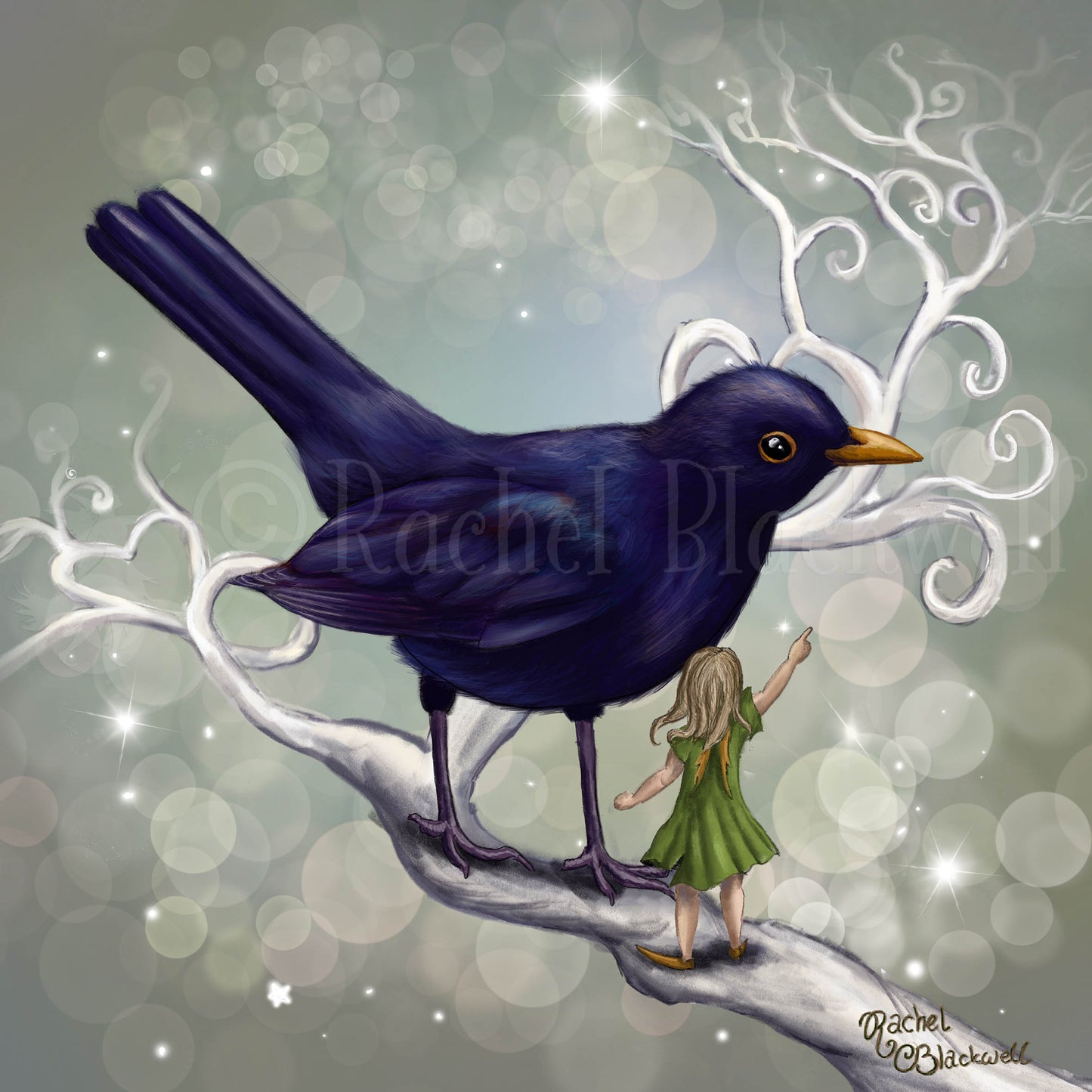The Fairy and the Blackbird -Giclee Print