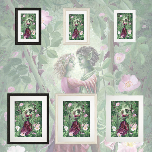 Wild Fairy Rose Lovers -Giclee Print