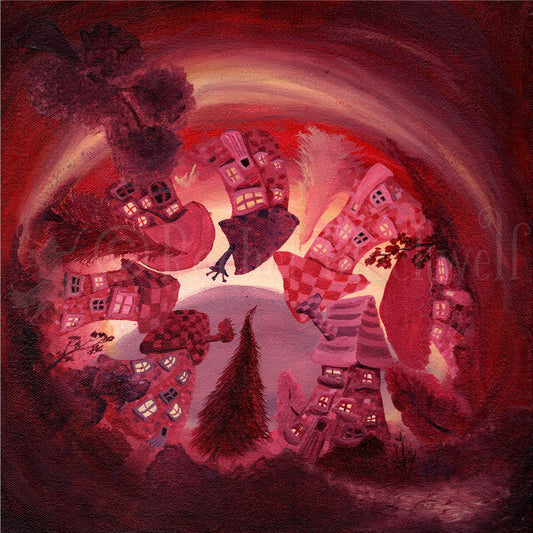 Burgundy Whirly -Giclee Print